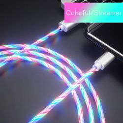 glowing led charging cable, type c fast charger for iphone, samsung, xiaomi & more