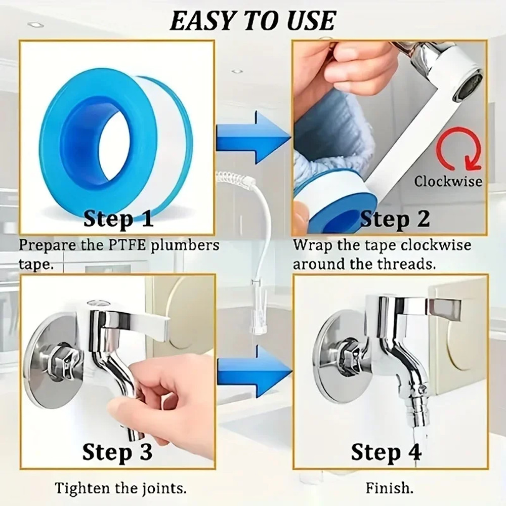 Professional PTFE Seal Tape Waterproof Leak Repair Tape For Plumbing  Gas Fittings High Temp Resist 2