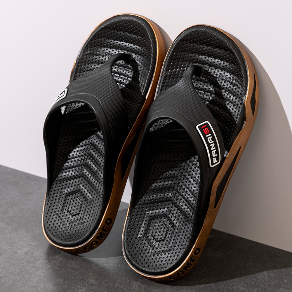 Men Summer Slippers, Non-Slip Flip Flops for Indoor/Outdoor, Beach, Bathroom & Leisure