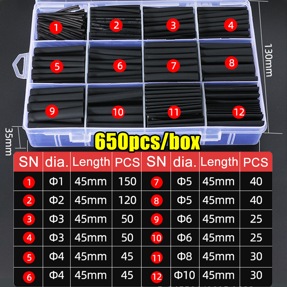 Heat Shrink Tube Kit 21 Shrink Ratio Flame Retardant Tubing For Electrical Wires Cables DIY Repair 6