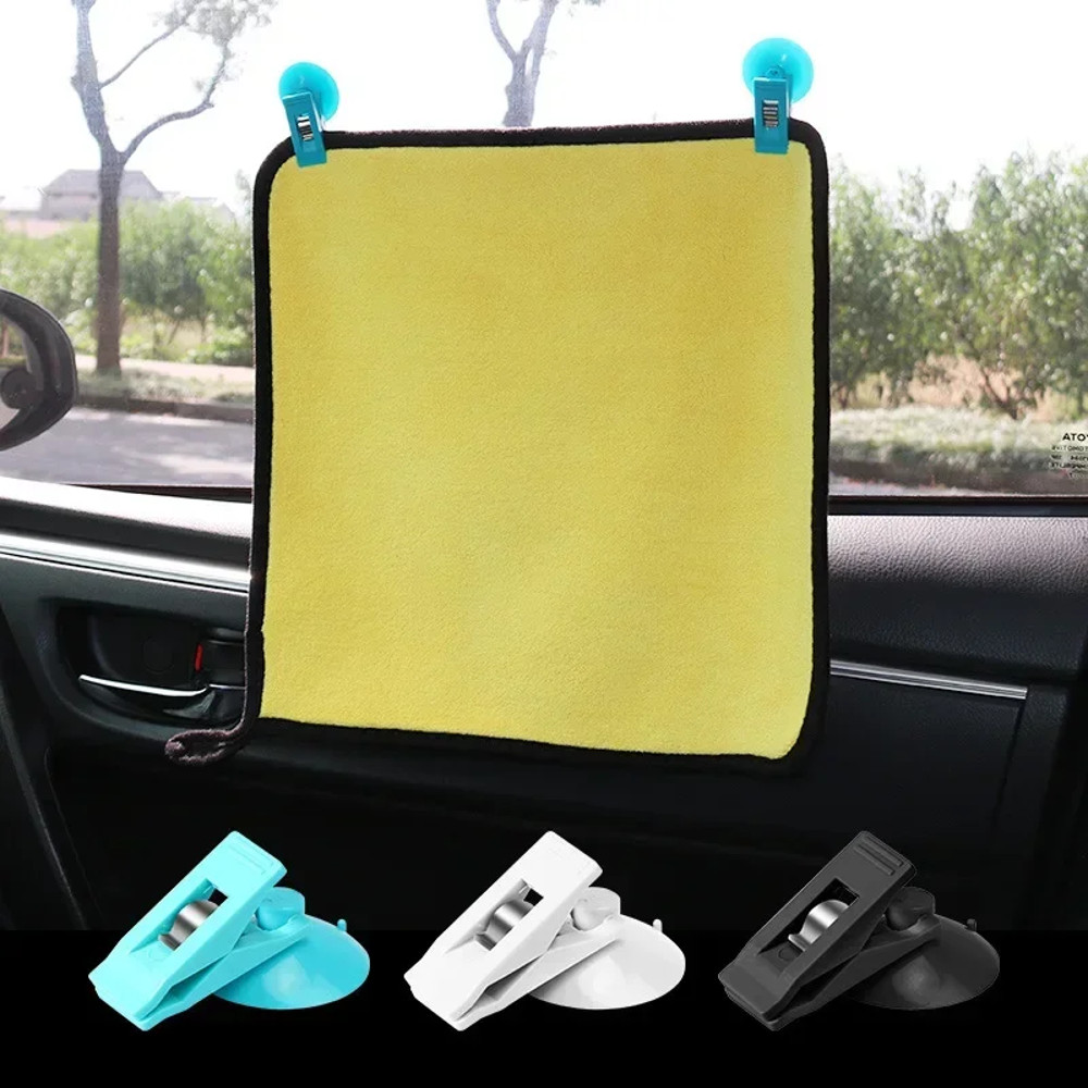 Car Interior Window Clip Black Suction Cap Clip For Sunshade Towel  Ticket Holder 0