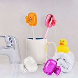 travel toothbrush head covers, protective snap-on clip for hygiene & portability