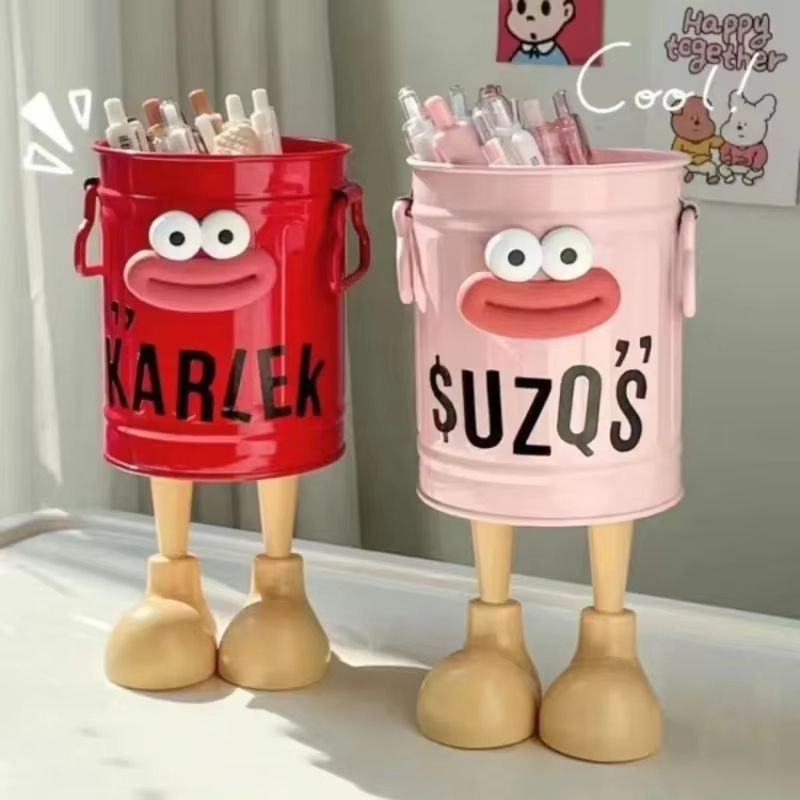 Cute Desk Pen Holder,Playful Cartoon Design with Bonus Letter Stickers,Perfect for Office, Home, or School Organization