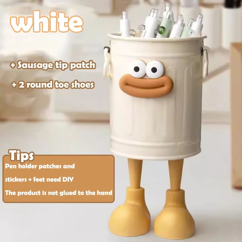 Cute Desk Pen Holder,Playful Cartoon Design with Bonus Letter Stickers,Perfect for Office, Home, or School Organization