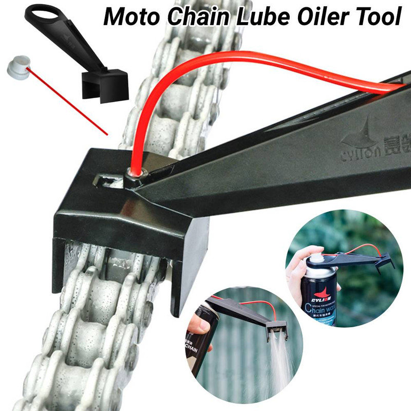 Motorcycle Chain Oiler Spray Gear MessFree Lube Applicator Cleaner Maintenance Tool 0