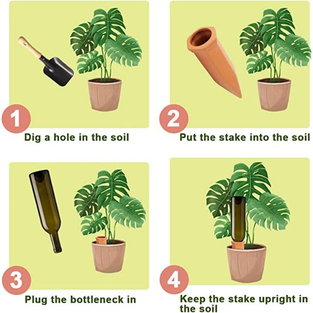 SelfWatering Plant Stakes Terracotta Automatic Plant Waterer Devices For Indoor Outdoor Plants 3