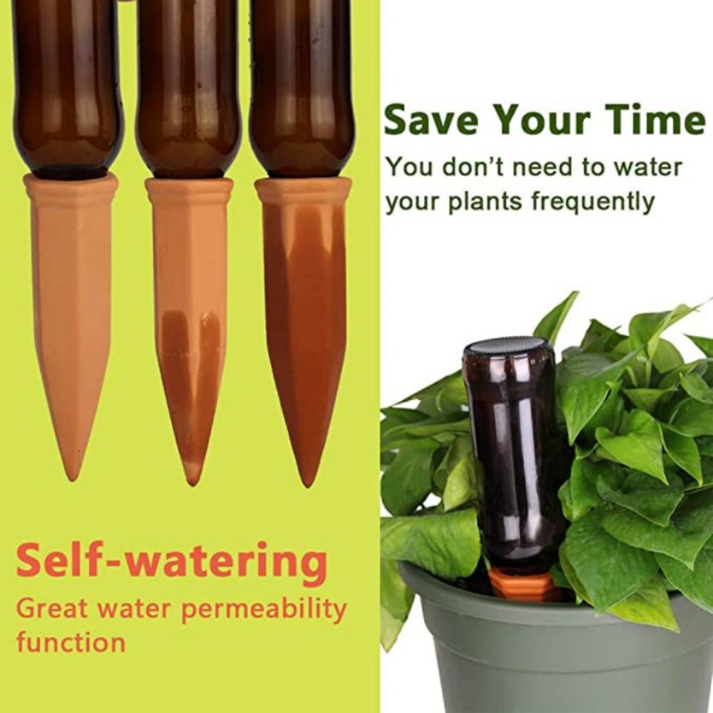 SelfWatering Plant Stakes Terracotta Automatic Plant Waterer Devices For Indoor Outdoor Plants 1