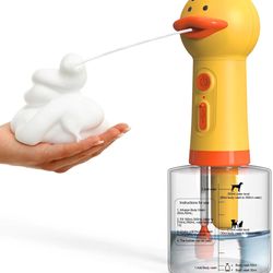 yellow duck pet cleaning bathing electric foam machine, usb charging automatic soap dispenser for dogs & cats