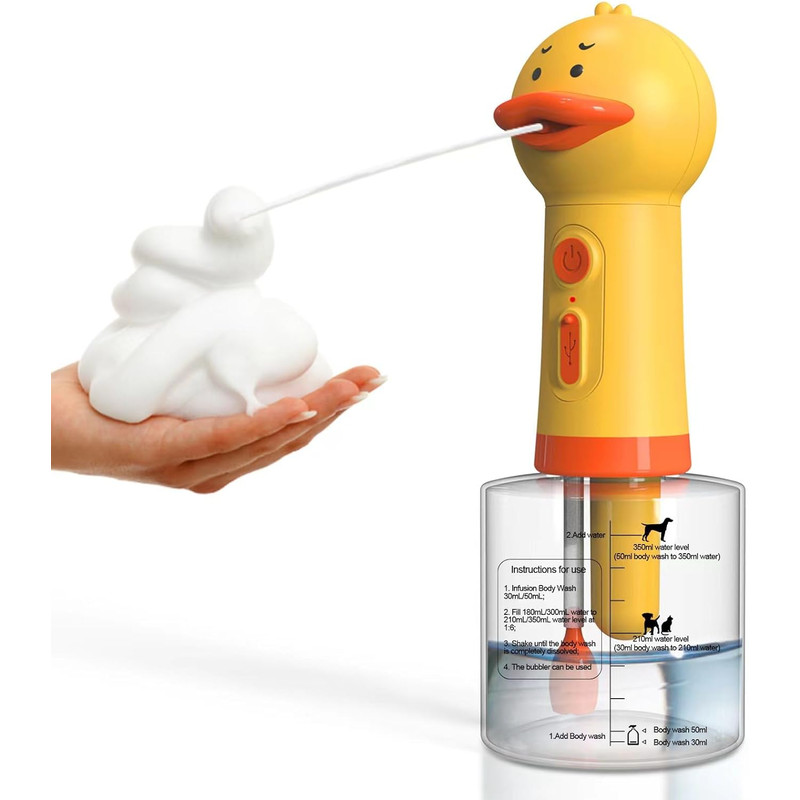 Yellow Duck Pet Cleaning Bathing Electric Foam Machine USB Charging Automatic Soap Dispenser For Do 0