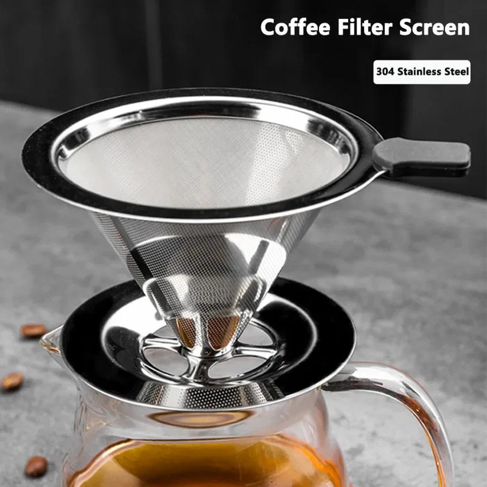 Stainless Steel Reusable Coffee Filter Portable DoubleLayer Paperless Pour Over Dripper For Easy Cl 1