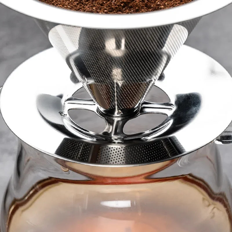 Stainless Steel Reusable Coffee Filter Portable DoubleLayer Paperless Pour Over Dripper For Easy Cl 3