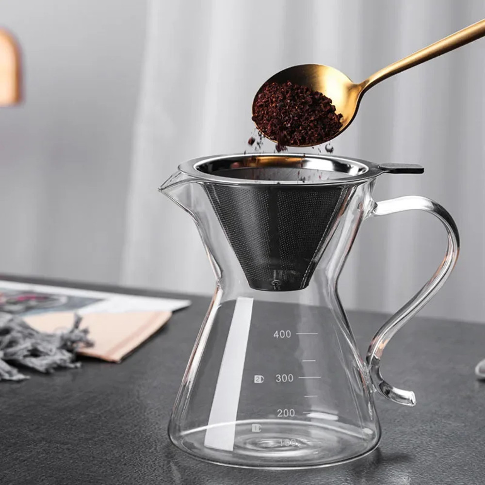 Stainless Steel Reusable Coffee Filter Portable DoubleLayer Paperless Pour Over Dripper For Easy Cl 4