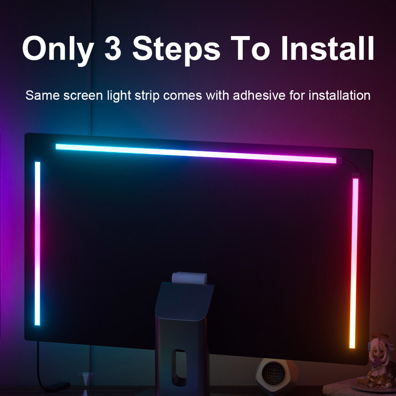 Smart Ambient TV PC Display Sync LED Strip Light RGB ColorChanging Backlight For Monitors DIY Gamin 5