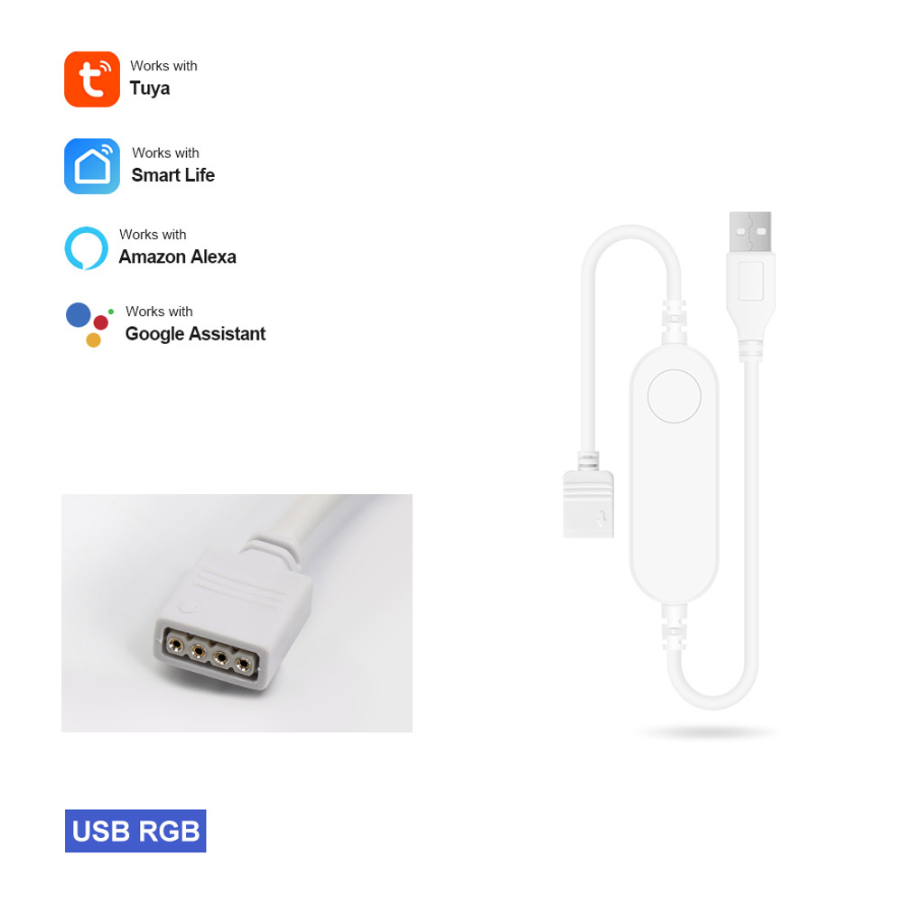 Tuya Smart Life WiFi RGB LED Light Strip Controller, 5V-24V, 3Pin/4Pin, Wireless Remote, Works with Alexa, Google Home
