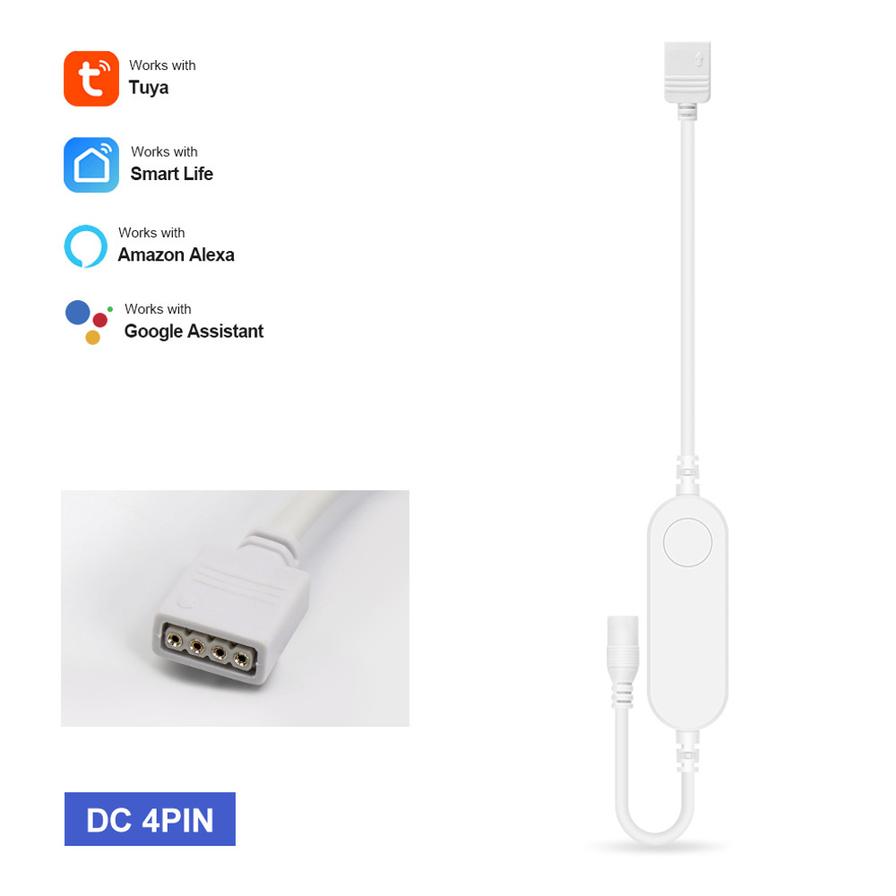 Tuya Smart Life WiFi RGB LED Light Strip Controller, 5V-24V, 3Pin/4Pin, Wireless Remote, Works with Alexa, Google Home