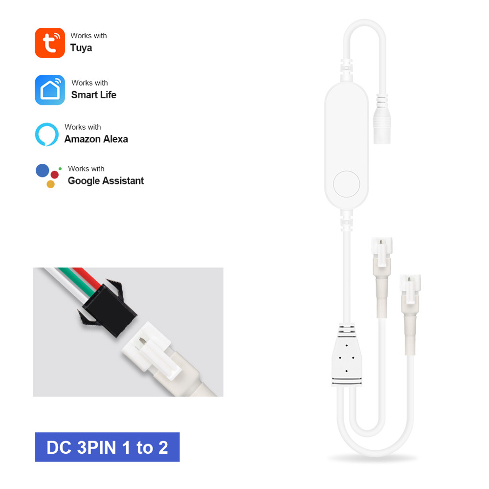 Tuya Smart Life WiFi RGB LED Light Strip Controller, 5V-24V, 3Pin/4Pin, Wireless Remote, Works with Alexa, Google Home