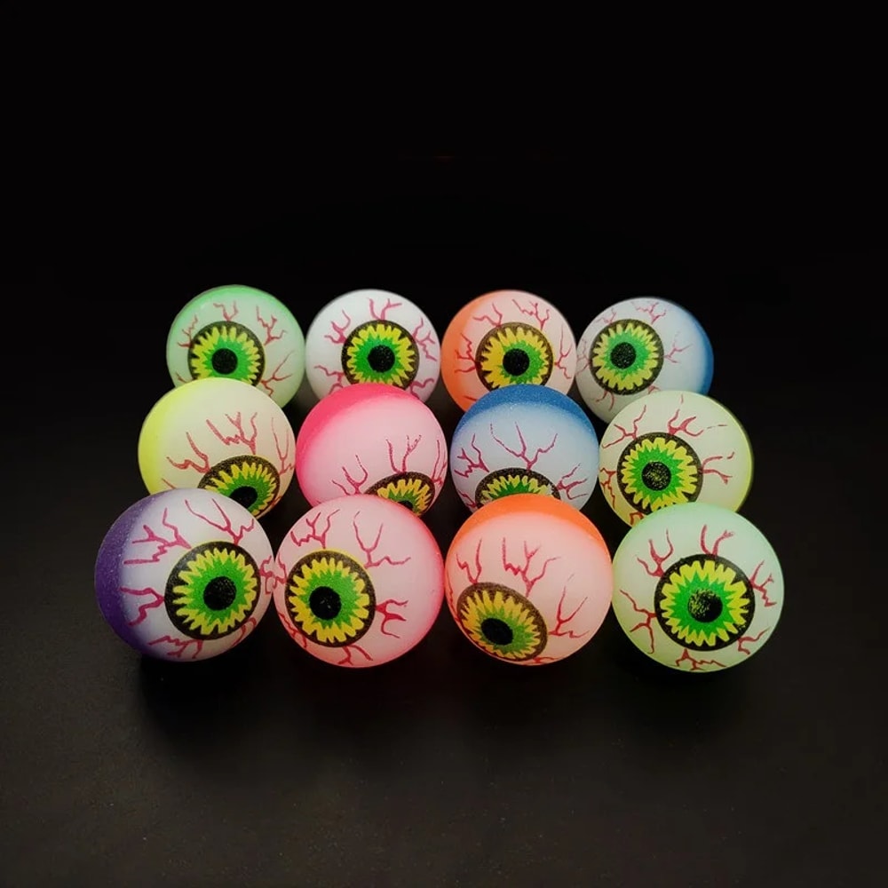 Glow in The Dark Eyeball Balls,32mm Halloween Bouncy Balls for Party Supplies,Spooky Luminous Toys,and Horror Themed bag