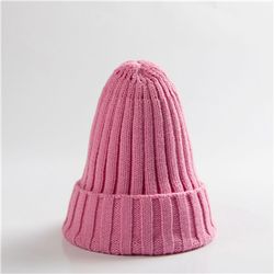 trendy knitted beanie, solid color winter hat, warm ear protection for men and women, chunky curl edge hood