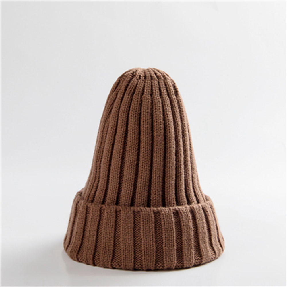 Trendy Knitted Beanie, Solid Color Winter Hat, Warm Ear Protection for Men and Women, Chunky Curl Edge Hood