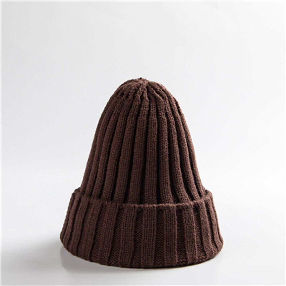 Trendy Knitted Beanie, Solid Color Winter Hat, Warm Ear Protection for Men and Women, Chunky Curl Edge Hood