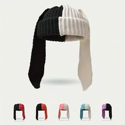 cute rabbit ear hat, women's long ear winter cap, animal themed warm clothing accessories