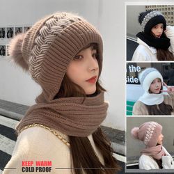 knitted scarf beanie, womens winter neck warmer, lovely cold protective ear protection