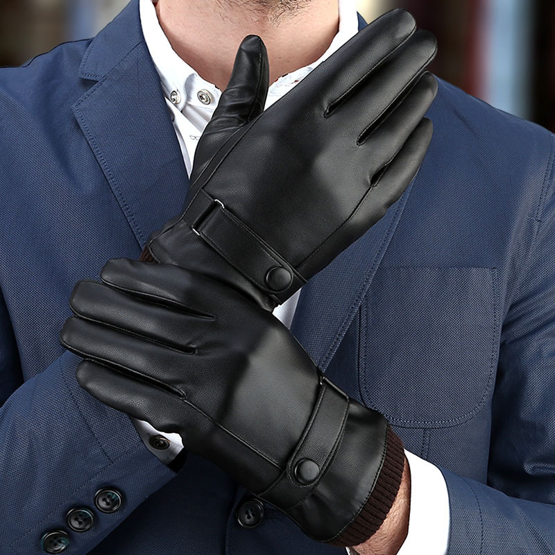 Mens Winter Gloves, Touch Screen, Windproof, Driving, Keep Warm, Black Mittens for Autumn and Business