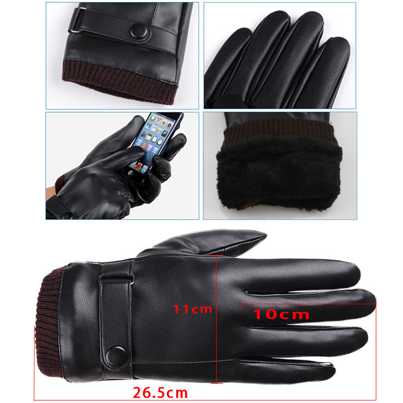 Mens Winter Gloves, Touch Screen, Windproof, Driving, Keep Warm, Black Mittens for Autumn and Business