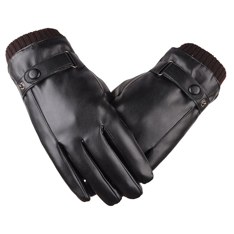 Mens Winter Gloves, Touch Screen, Windproof, Driving, Keep Warm, Black Mittens for Autumn and Business