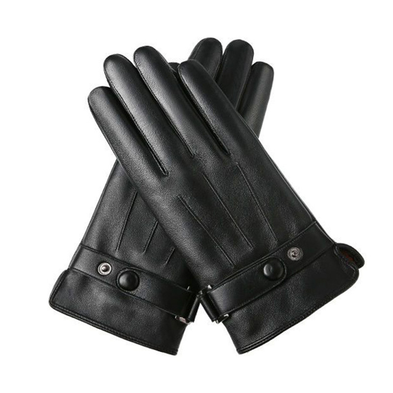 Mens Winter Gloves, Touch Screen, Windproof, Driving, Keep Warm, Black Mittens for Autumn and Business