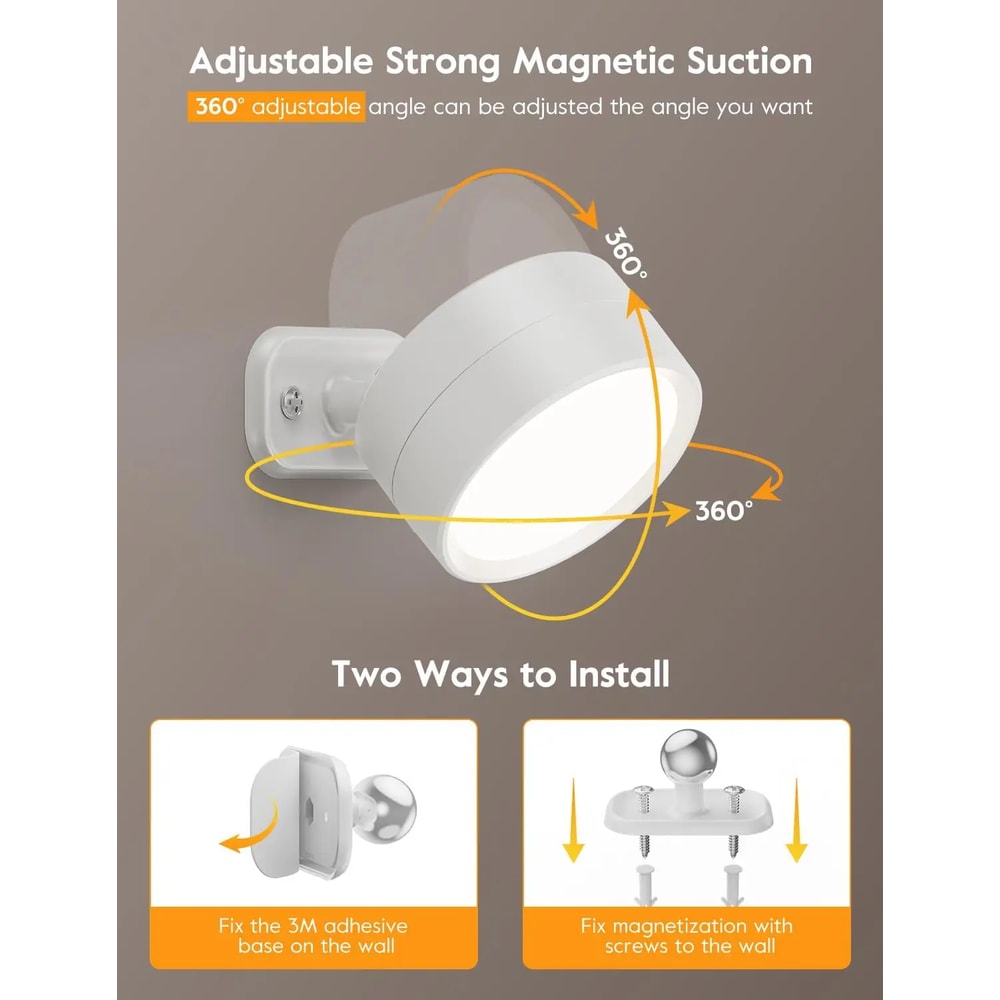 Rechargeable Dimmable LED Magnetic Wall Sconce Lights Wall Mounted Lights With Remote 3