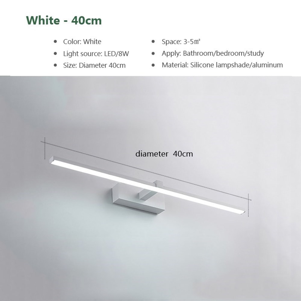 Bathroom Waterproof White Black LED Flat Lamp Led Mirror Lights Wall Lamps Modern Indoor Wall Lamp 2
