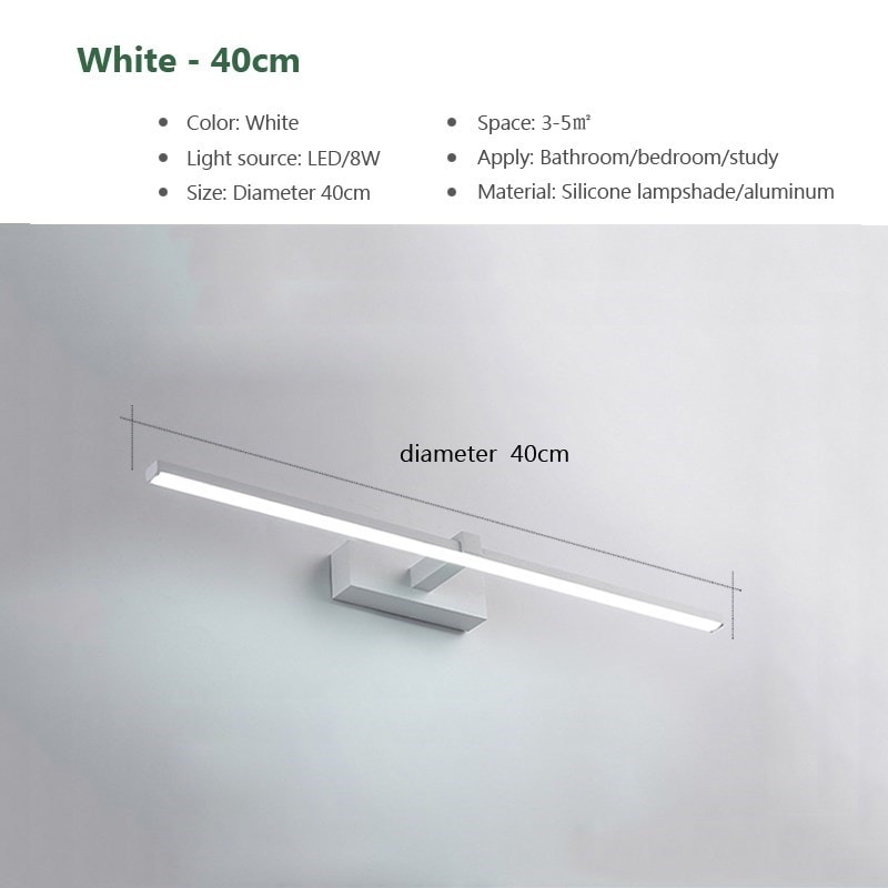 Bathroom Waterproof White Black LED Flat Lamp Led Mirror Lights Wall Lamps Modern Indoor Wall Lamp 2