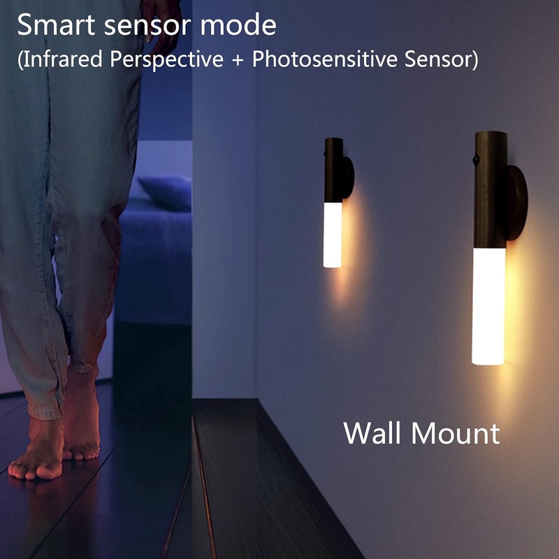 LED Rechargeable Smart Motion Sensor Night Light Corridor Cabinet Wall Light For Bedroom Kitchen To 5