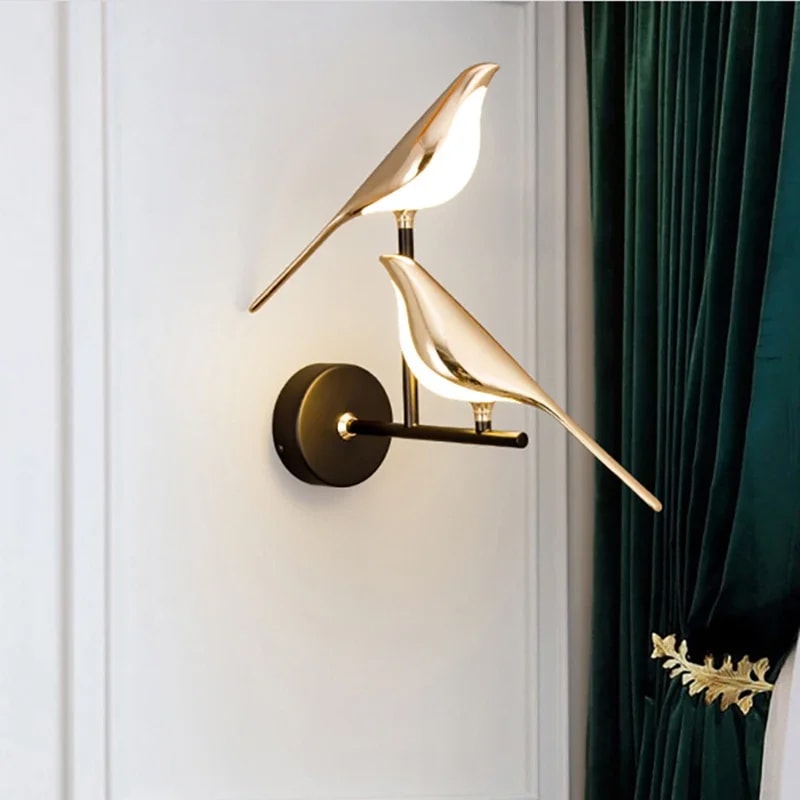 Nordic Golden Bird LED Wall Lights Parlor Bar Creative Wall Lamps Novelty Sconces Bedroom Bedside L
