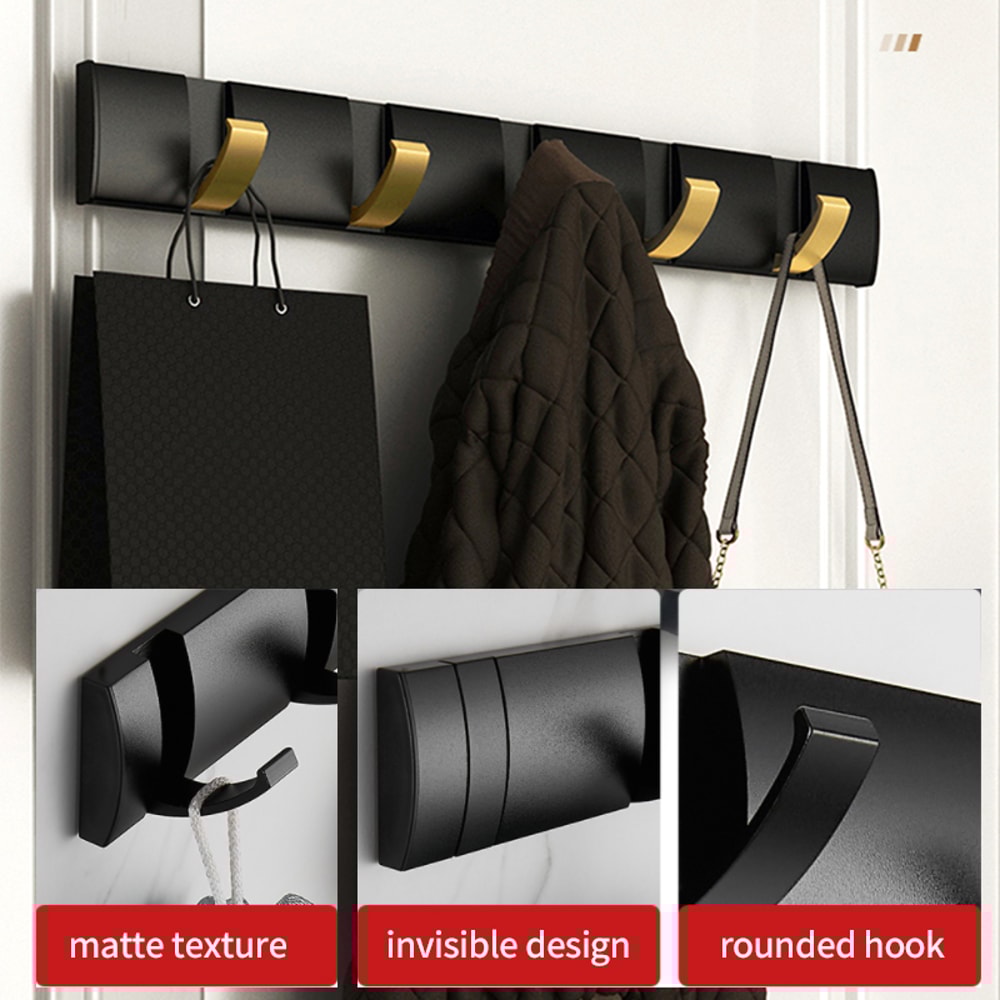 Nail Free Folding Door Hooks Towel Hanger Punch Wall Rack Hook Coat Clothes Holder For Bathroom Kit