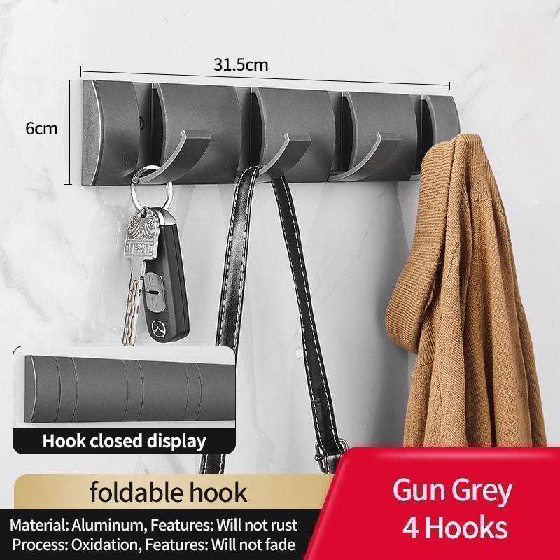 Nail Free Folding Door Hooks Towel Hanger Punch Wall Rack Hook Coat Clothes Holder For Bathroom Kit
