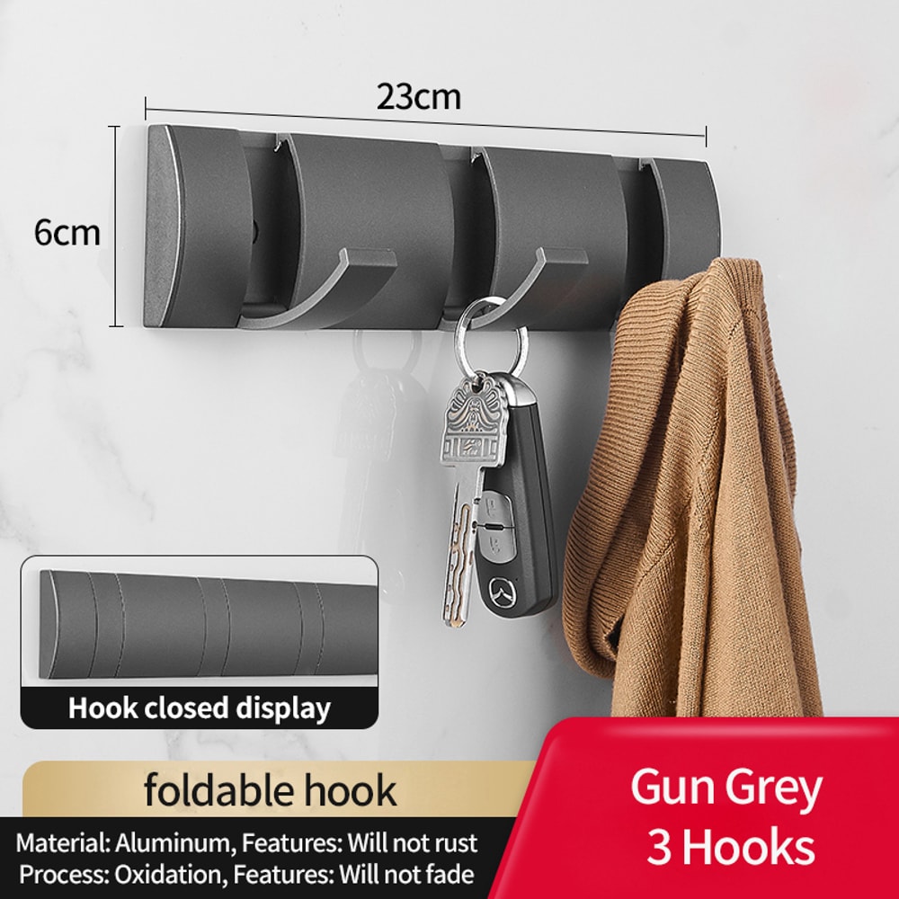 Nail Free Folding Door Hooks Towel Hanger Punch Wall Rack Hook Coat Clothes Holder For Bathroom Kit