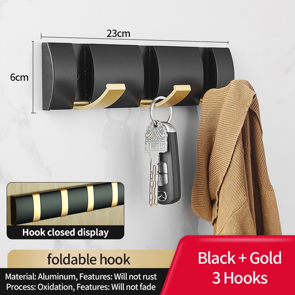 Nail Free Folding Door Hooks Towel Hanger Punch Wall Rack Hook Coat Clothes Holder For Bathroom Kit
