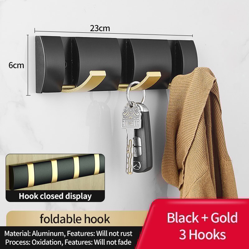 Nail Free Folding Door Hooks Towel Hanger Punch Wall Rack Hook Coat Clothes Holder For Bathroom Kit