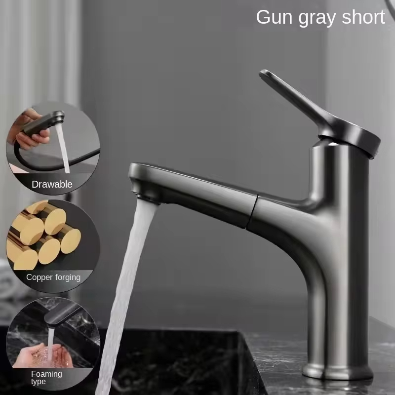 Multifunctional Pull Out Basin Faucet Hot And Cold Water Faucet With Brass Valve Body Single Handle 4