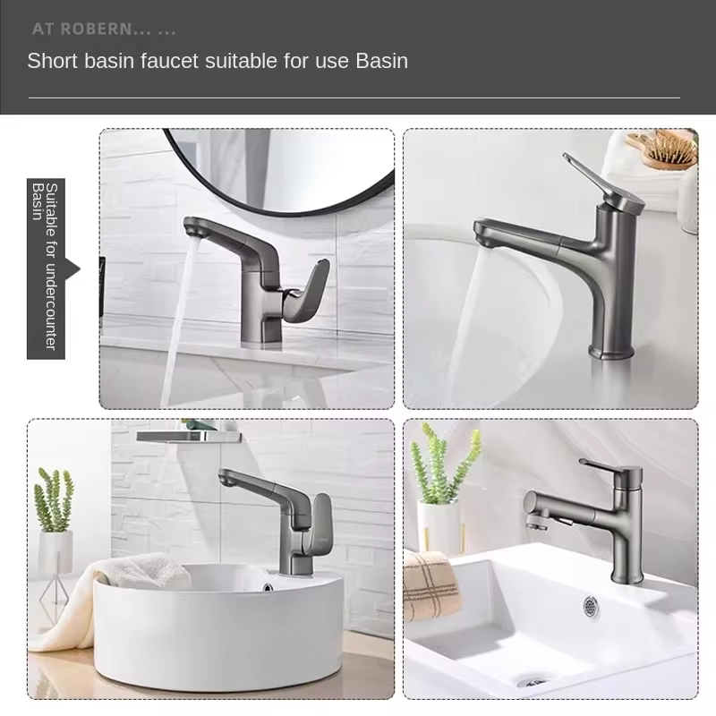 Multifunctional Pull Out Basin Faucet Hot And Cold Water Faucet With Brass Valve Body Single Handle 5
