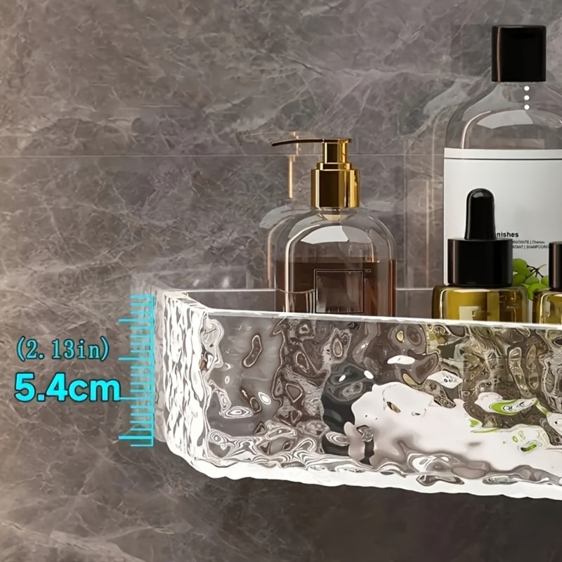 Clear Bathroom Shelf Glacier Design Wall Mount Corner Shelf Shower Caddy Organizer For Shampoo Soap 4