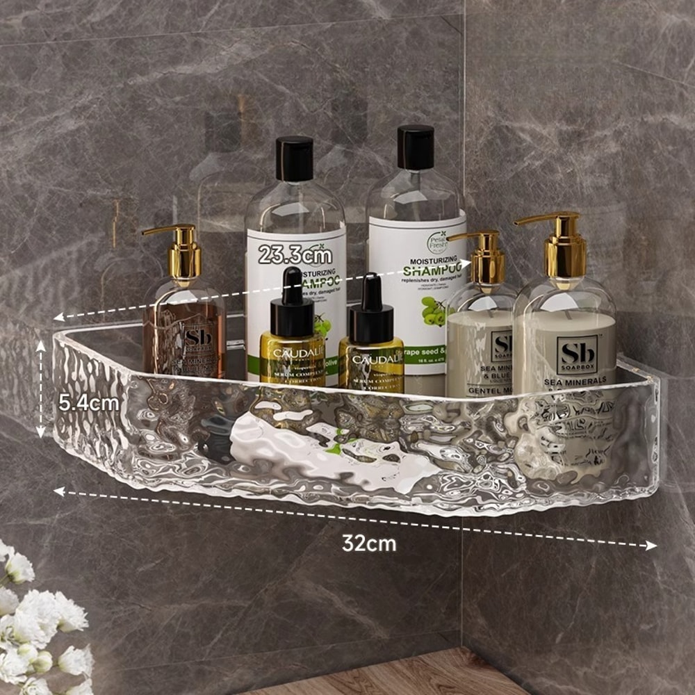 Clear Bathroom Shelf Glacier Design Wall Mount Corner Shelf Shower Caddy Organizer For Shampoo Soap 6