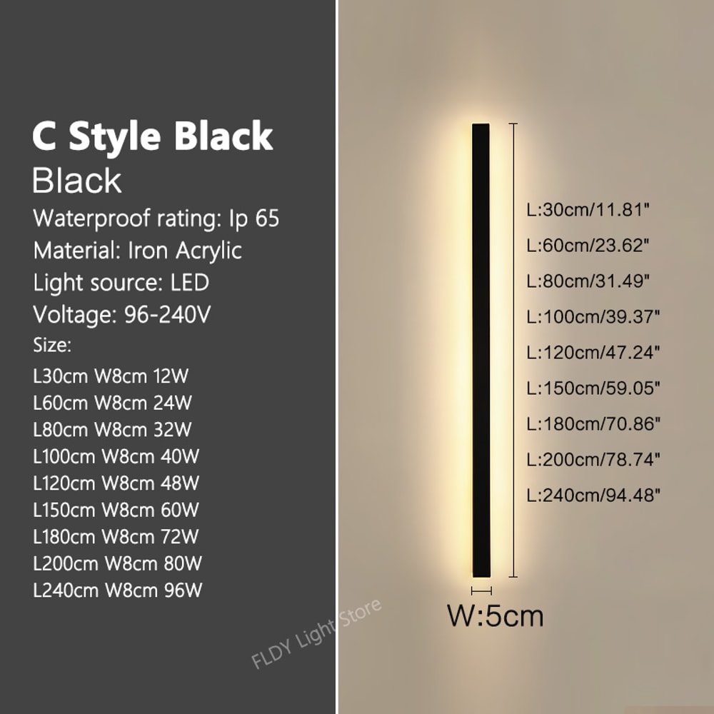 Minimalist Wall Lamps Line Light Long Strip Outdoor Garden Wall Lamp For Villa Background Decoratio 4