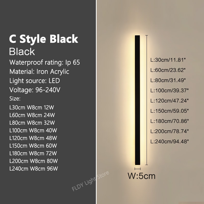 Minimalist Wall Lamps Line Light Long Strip Outdoor Garden Wall Lamp For Villa Background Decoratio 4