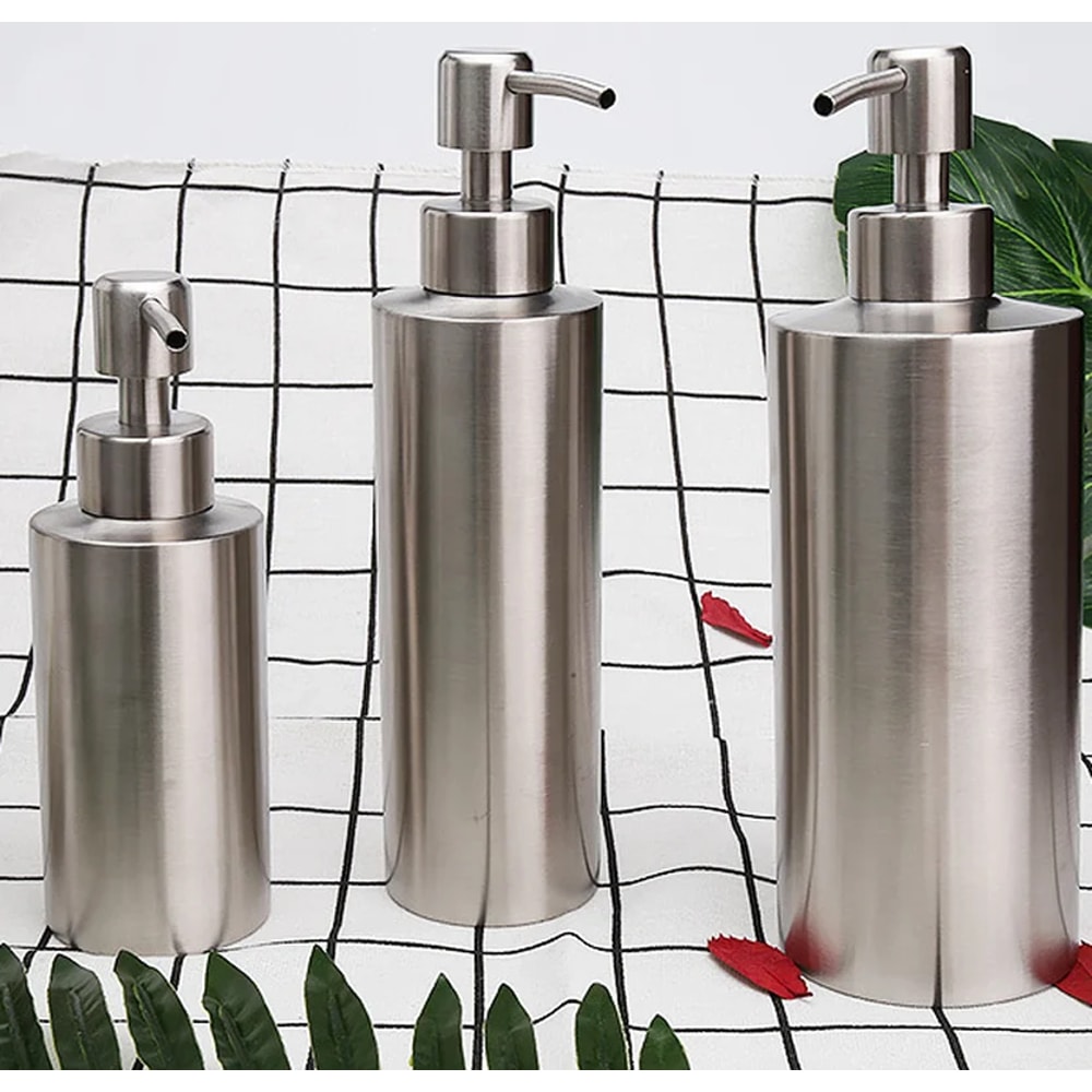 Stainless Steel Liquid Soap Dispenser Bottle Silver Rose Gold Lotion Pump For Hand Soap 6