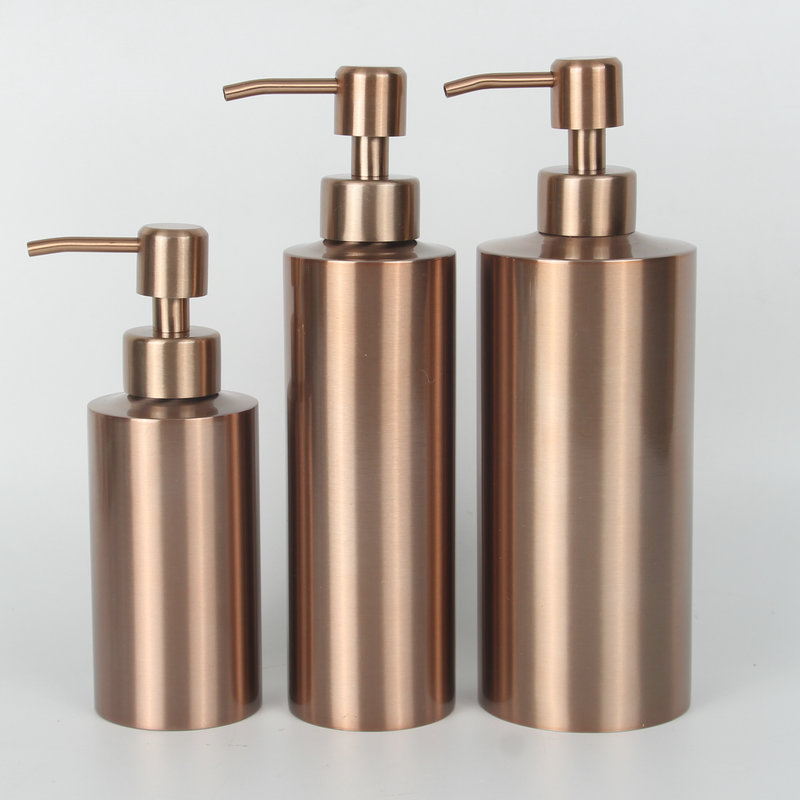 Stainless Steel Liquid Soap Dispenser Bottle Silver Rose Gold Lotion Pump For Hand Soap 7