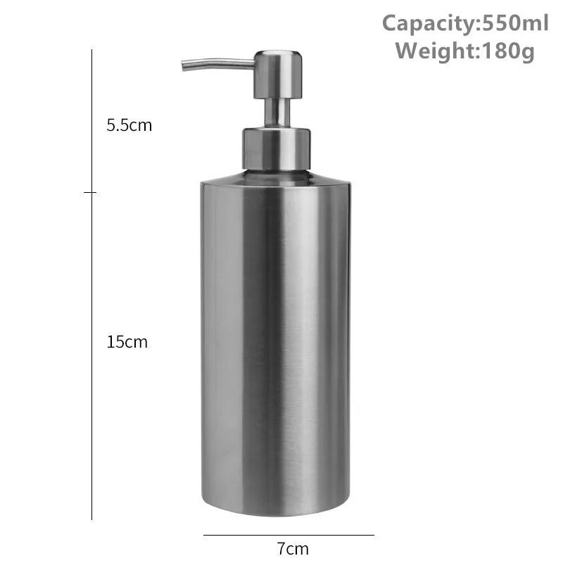 Stainless Steel Liquid Soap Dispenser Bottle Silver Rose Gold Lotion Pump For Hand Soap 1