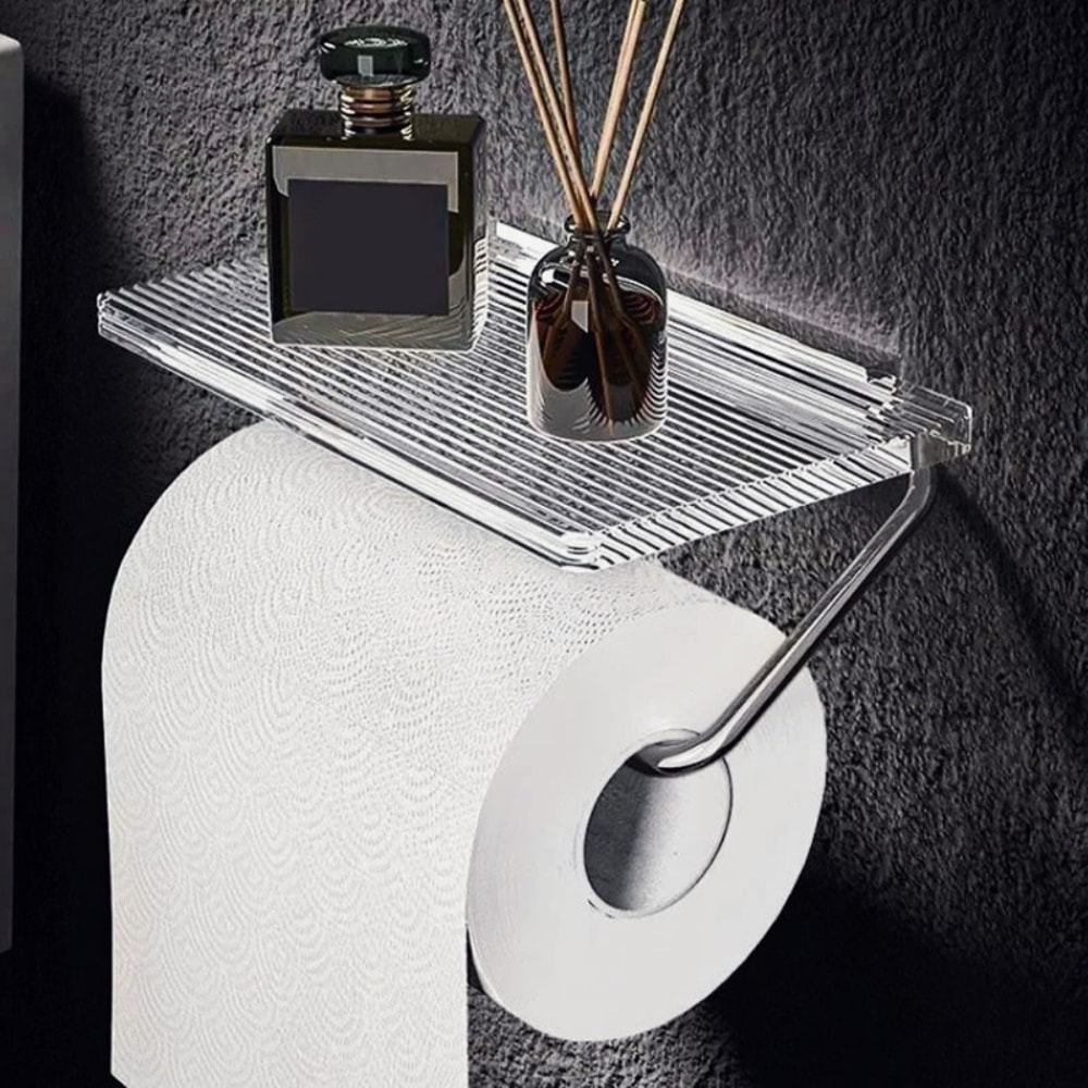 Gold Luxury Toilet Paper Holder Bathroom WallMounted Tissue Hanger PunchFree Acrylic Roll Paper Hol 4